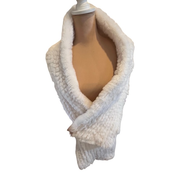Anthropologie BHLDN Bubish Rome Faux Fur Wrap Scarf Cream Bridal Wedding Gala - Picture 8 of 10